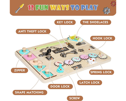Busy board with shoe laces