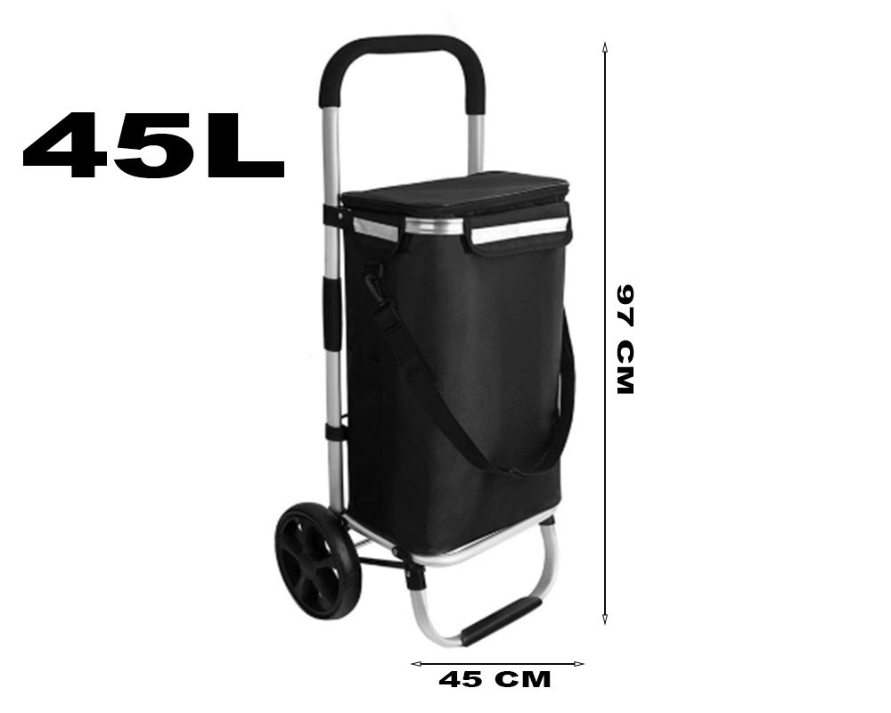 Shopping Trolley Foldable 45L Lightweight Grocery Shopping Trolley