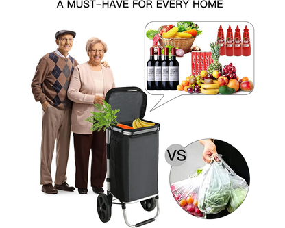 Shopping Trolley Foldable 45L Lightweight Grocery Shopping Trolley