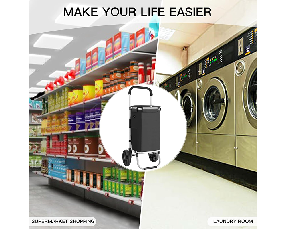 Shopping Trolley Foldable 45L Lightweight Grocery Shopping Trolley