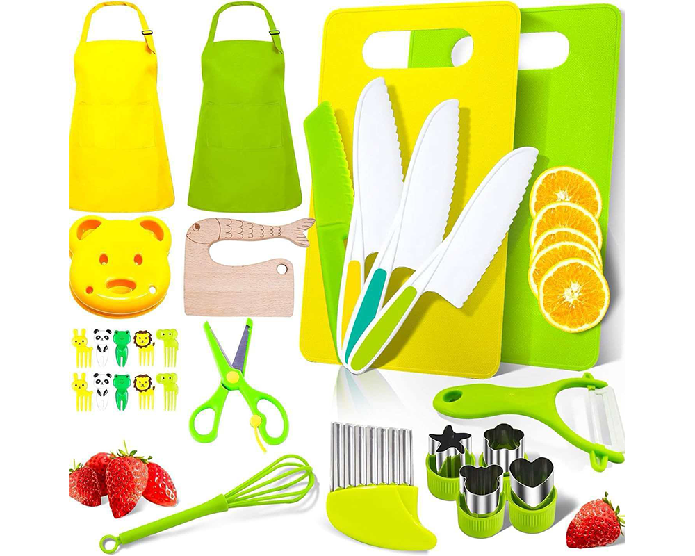 28-Piece Kids Safe Knife Set for Montessori Kitchen Tools