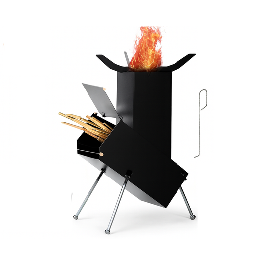 Camp rocket stove wood burning