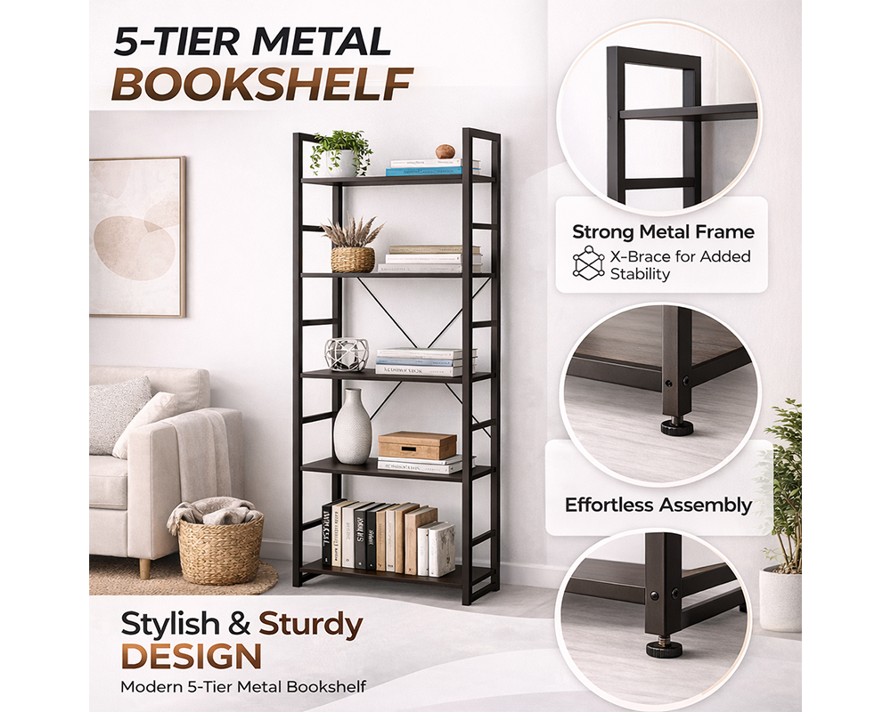 Bookshelf with guardrails