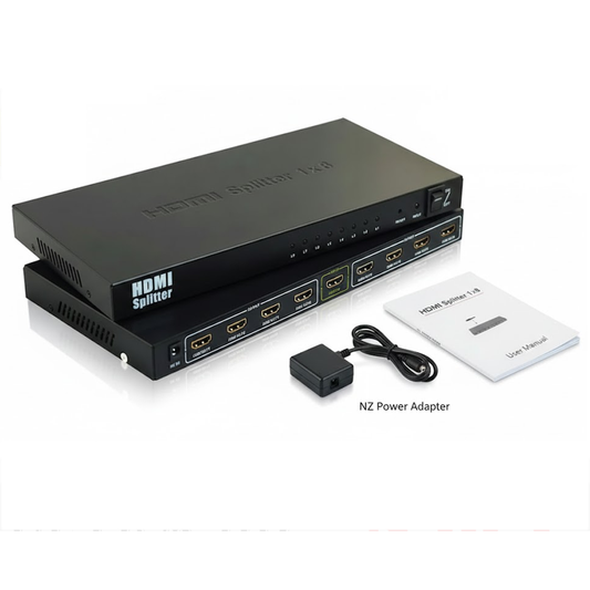 black HDMI splitter device