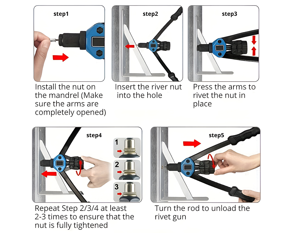 Nut Rivet Riveter Gun Riveting Kit
