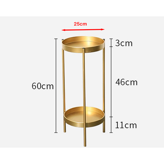 gold flower stand with two tiers