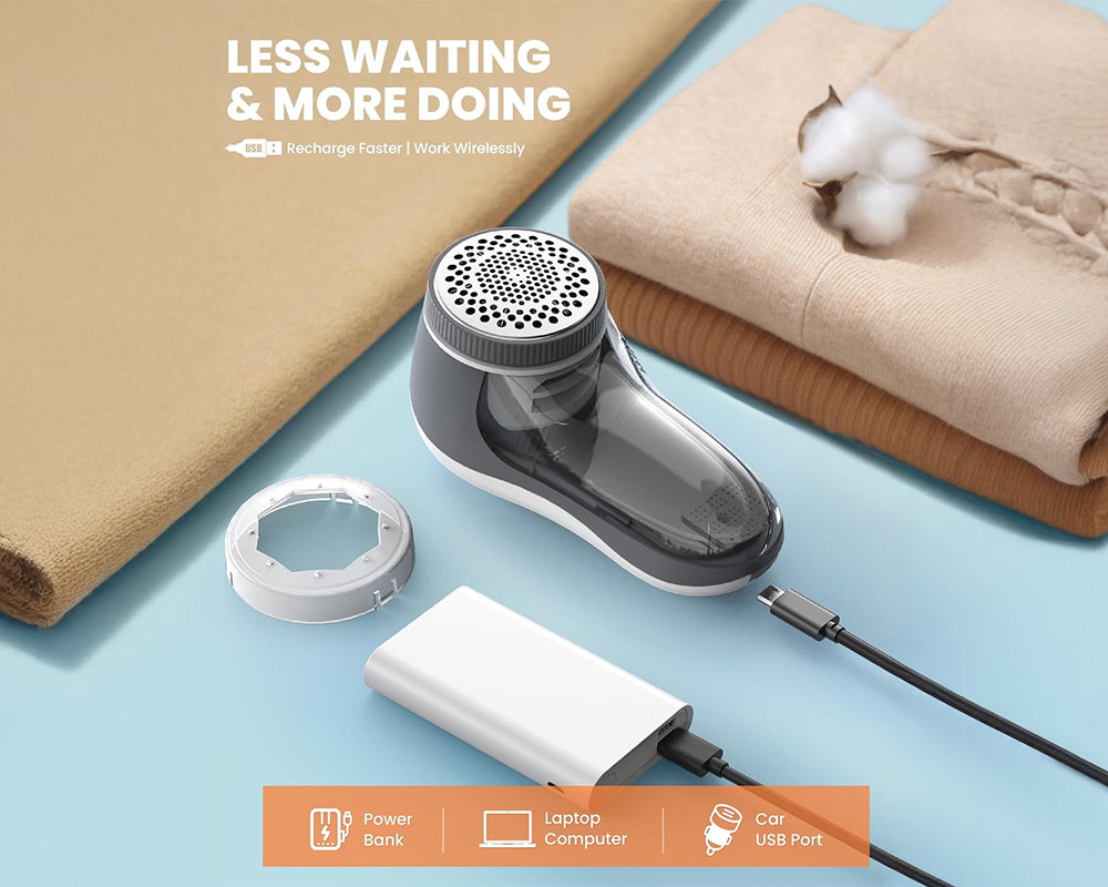 Fabric shaver with USB cable