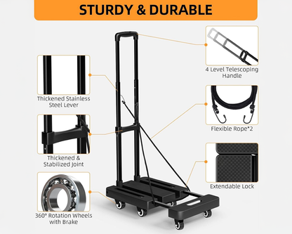 Folding Trolley Hand Truck Push Luggage Cart