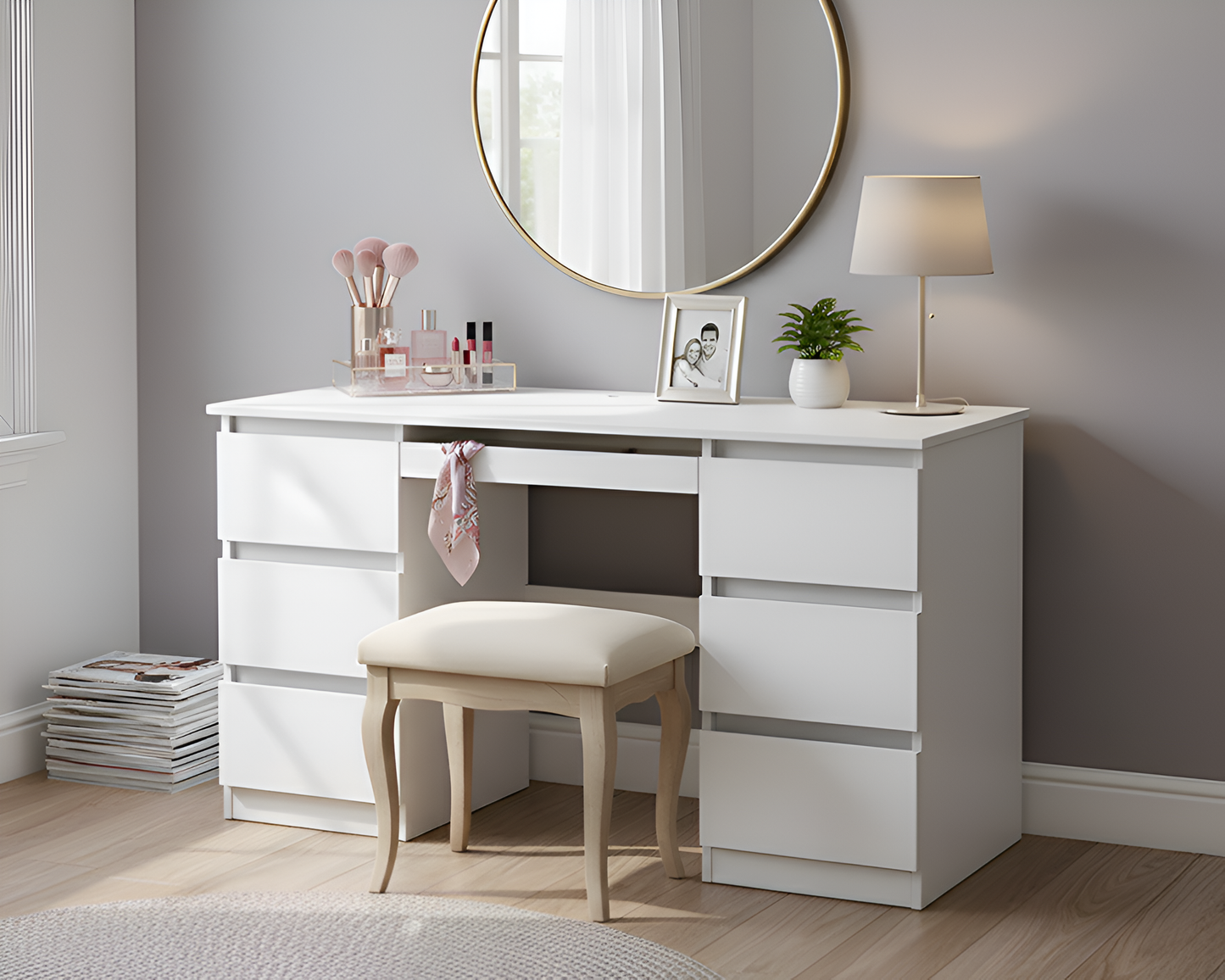 Office Desk Dressing Table With 6 Drawers