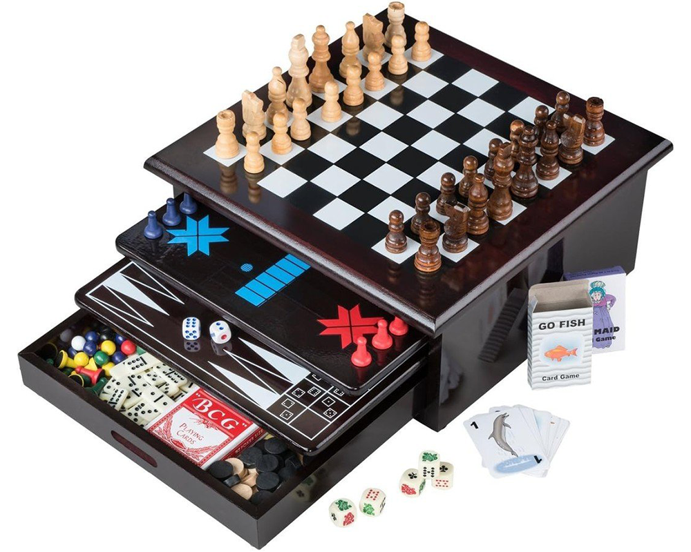 Board games with storage drawer