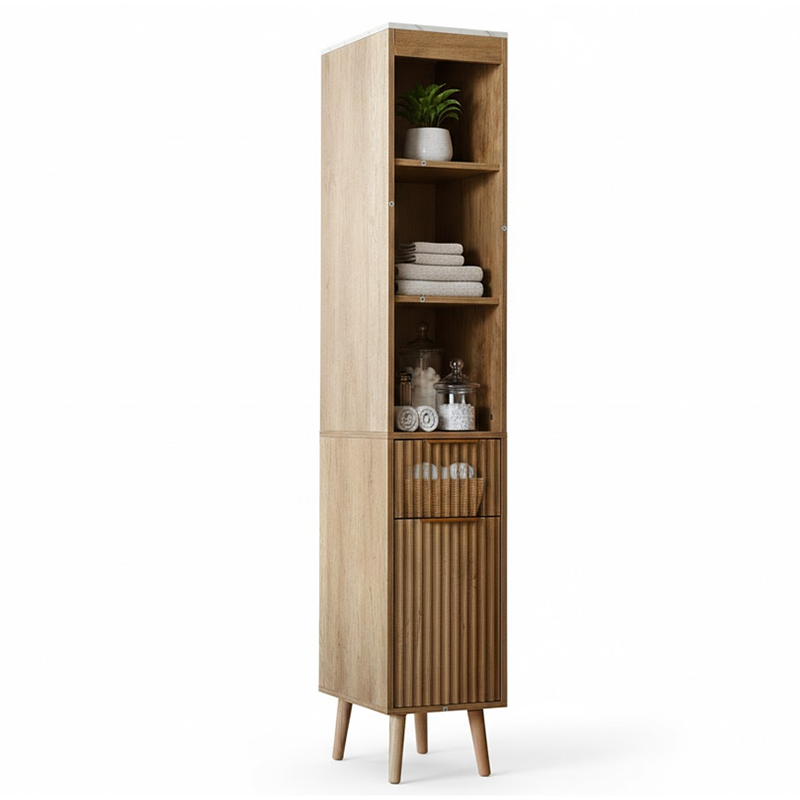 Bathroom tower cabinet natural oak