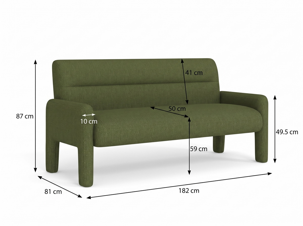 Dubai Hunter Modern 3 Seater Sofa Green