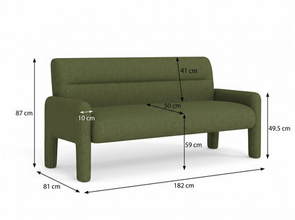 Dubai Hunter Modern 3 Seater Sofa Green