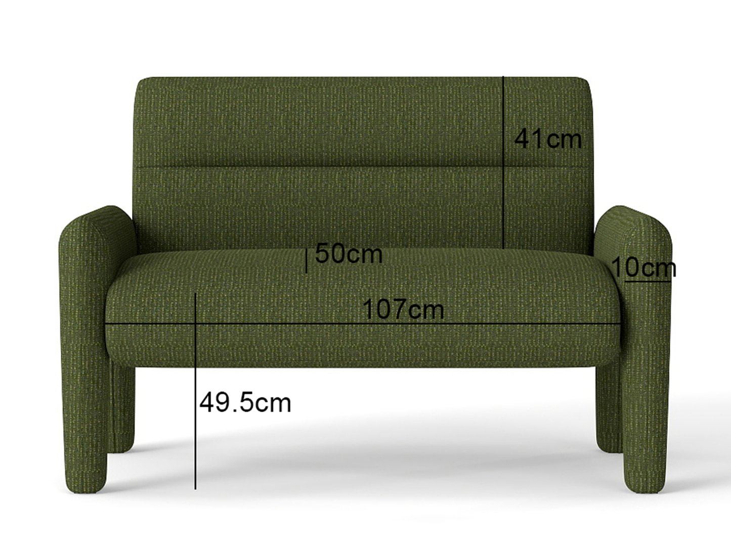 Sofa Dubai Hunter Green 2 Seater Modern Fabric Lounge Sofa