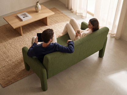 Sofa Dubai Hunter Green 2 Seater Modern Fabric Lounge Sofa