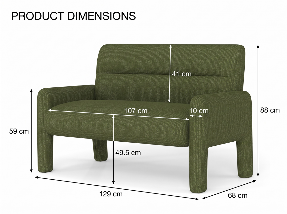 Sofa Dubai Hunter Green 2 Seater Modern Fabric Lounge Sofa