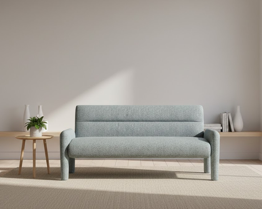 Plush cushions on sofa