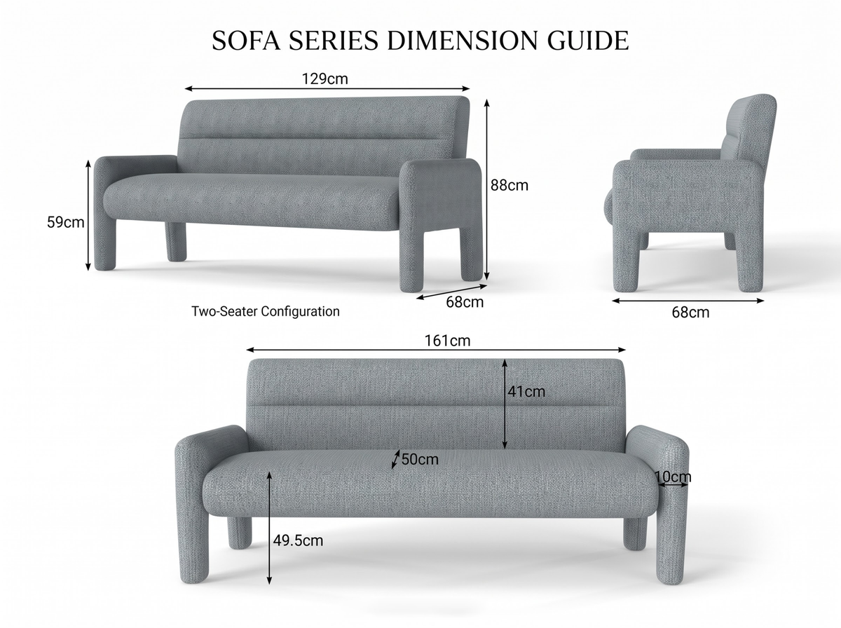 Sky Blue 3 Seater Sofa Modern Chenille KD Sofa for Living Room