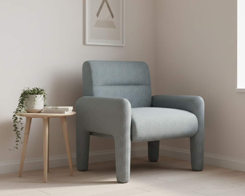 Smooth curved sofa silhouette
