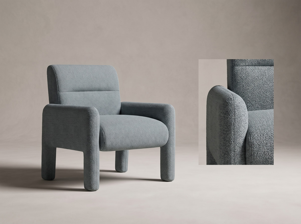 Modern Single Seater Sofa Dubai Sky Blue – Luxurious Chenille Chair