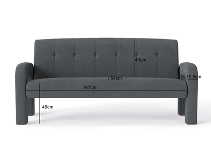 Modern 3 Seater Sofa Milan Charcoal
