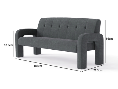 Modern 3 Seater Sofa Milan Charcoal
