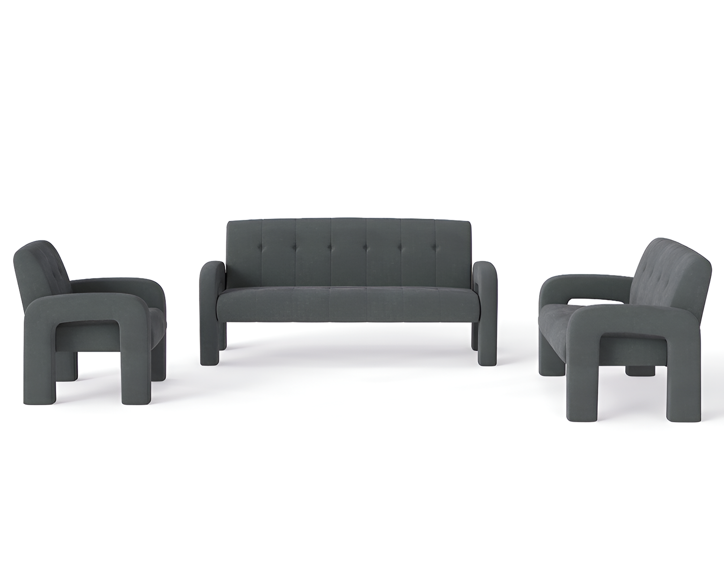 3 Piece Milan Charcoal Sofa Set