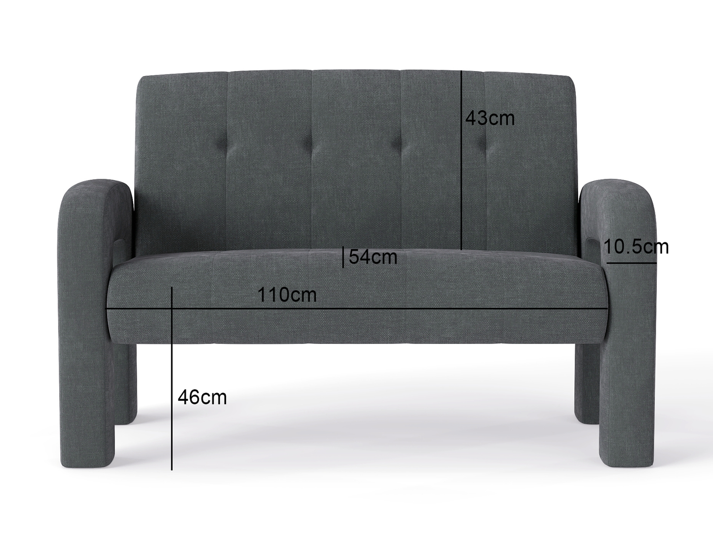 3 Piece Milan Charcoal Sofa Set