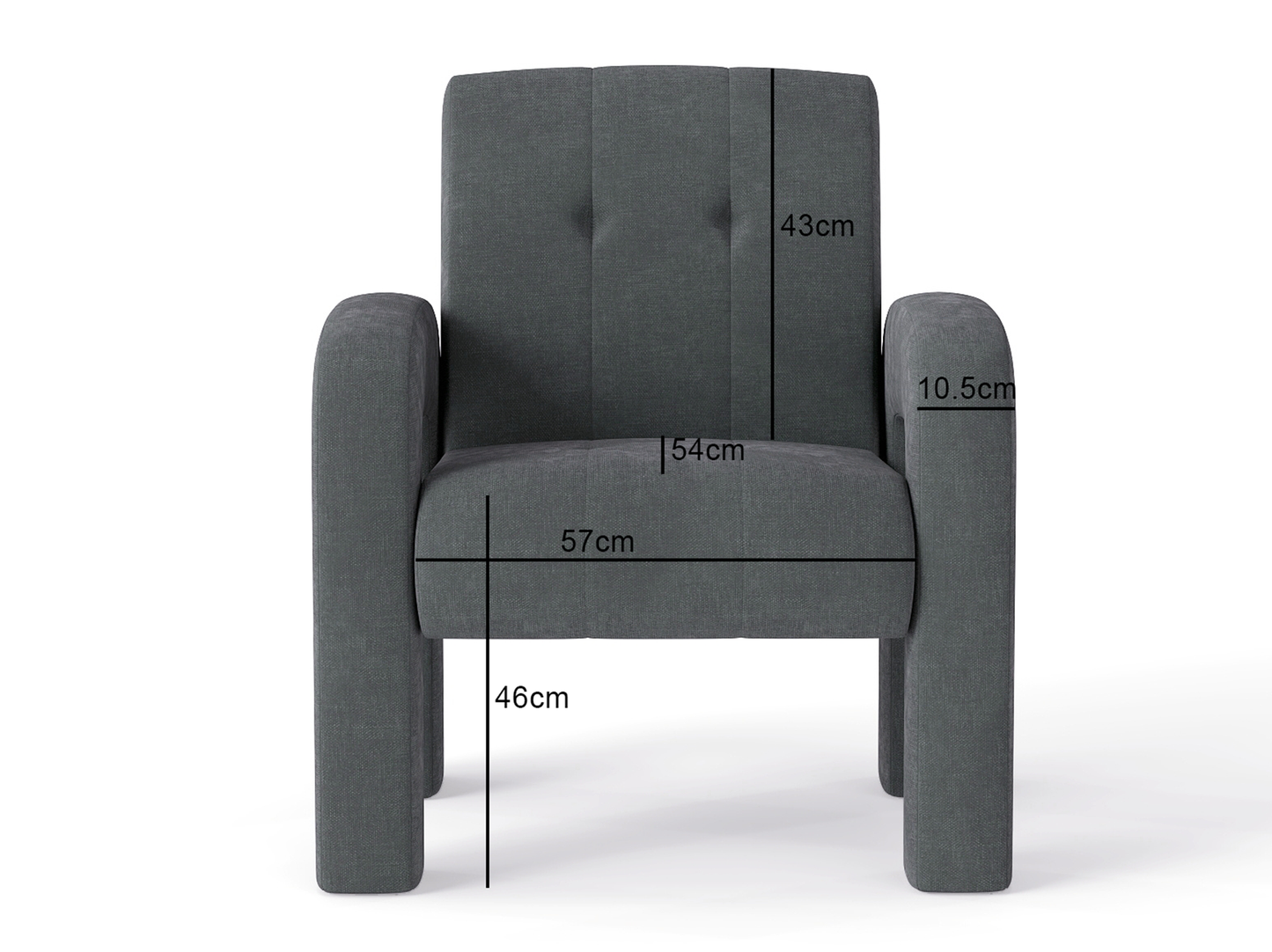 Modern 1 Seater Sofa Milan Charcoal
