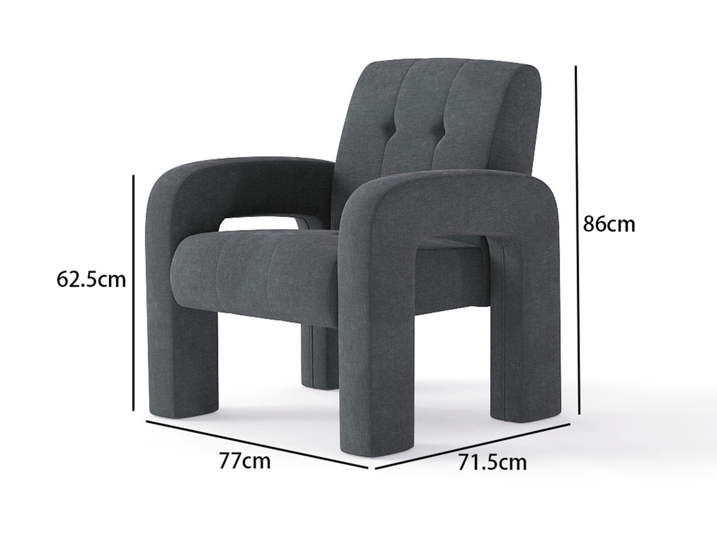 Modern 1 Seater Sofa Milan Charcoal