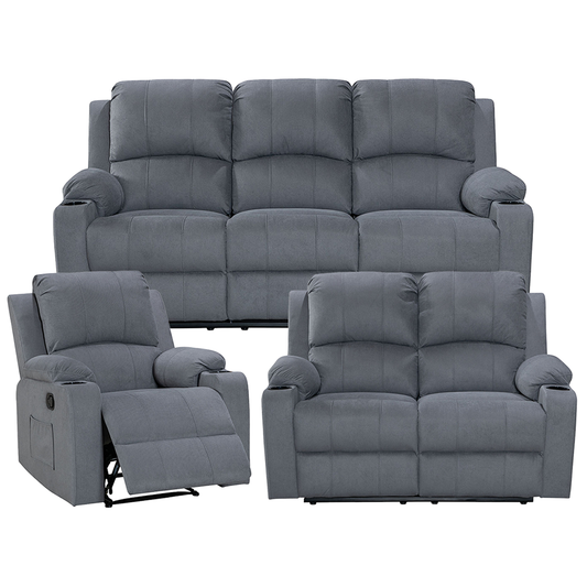 Recliner Sofa Set 3 Piece  NovaCloud Chenille