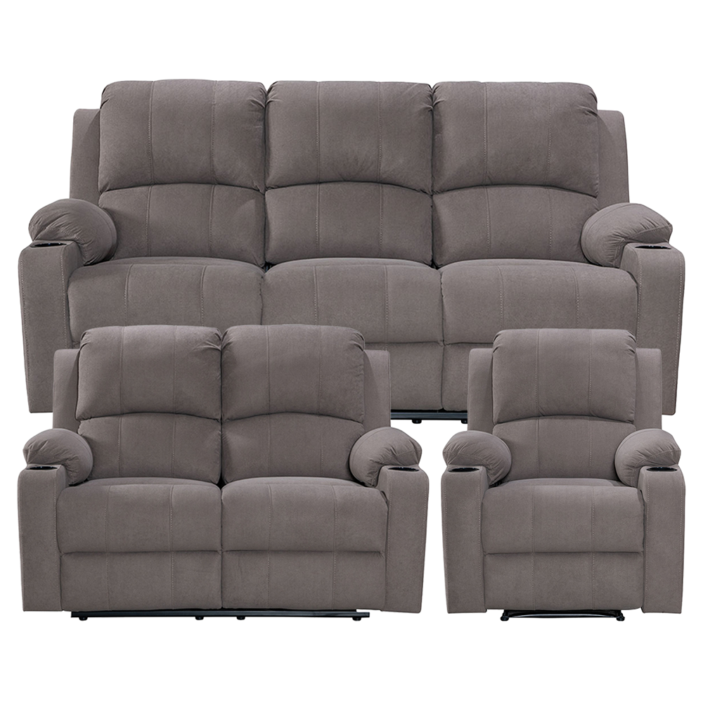 Manual Recliner Sofa Set With Cup Holders