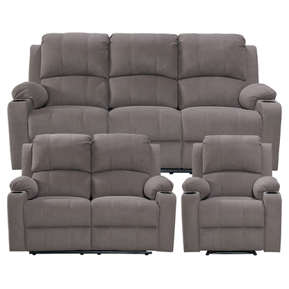Manual Recliner Sofa Set With Cup Holders