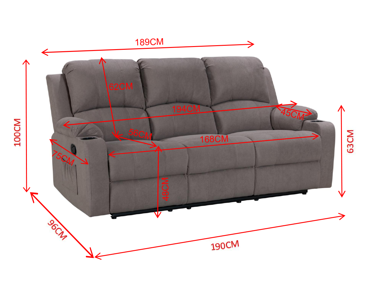 Manual Recliner Sofa Set With Cup Holders