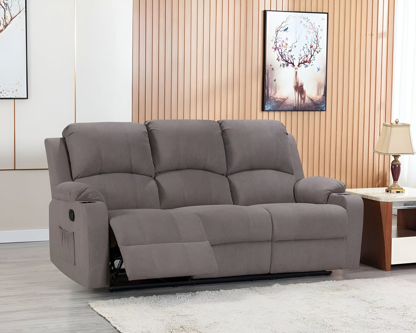 NovaCloud Fabric 3 Seater Recliner Sofa