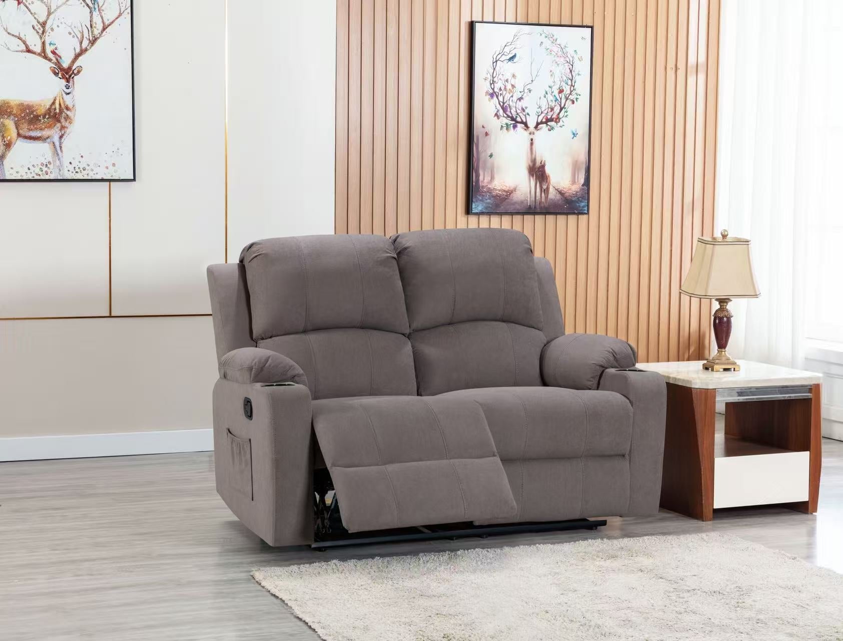 Mocha color fabric recliner sofa