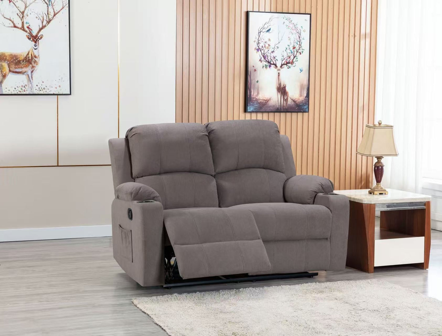 Manual Recliner Sofa Set With Cup Holders