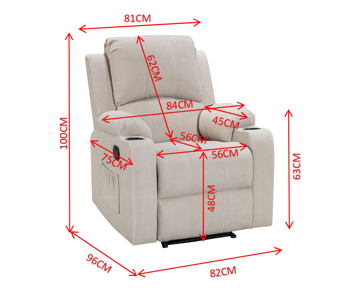 NovaCloud Fabric 1 Seater Recliner Sofa