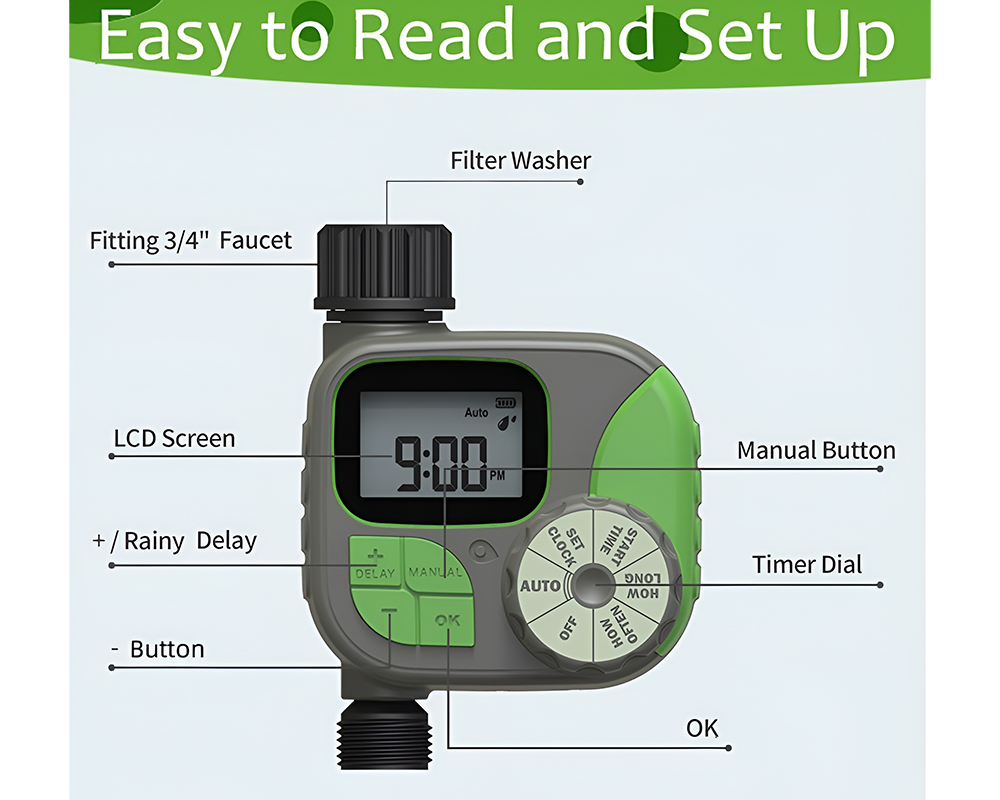 Garden hose irrigation timer