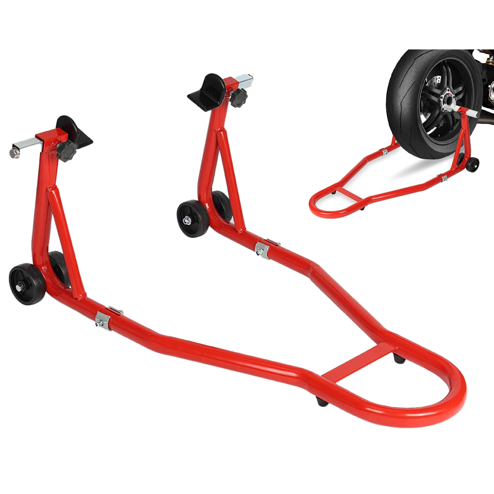 Rear motorcycle paddock stand in red