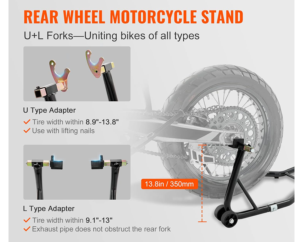 Stable motorcycle rear stand