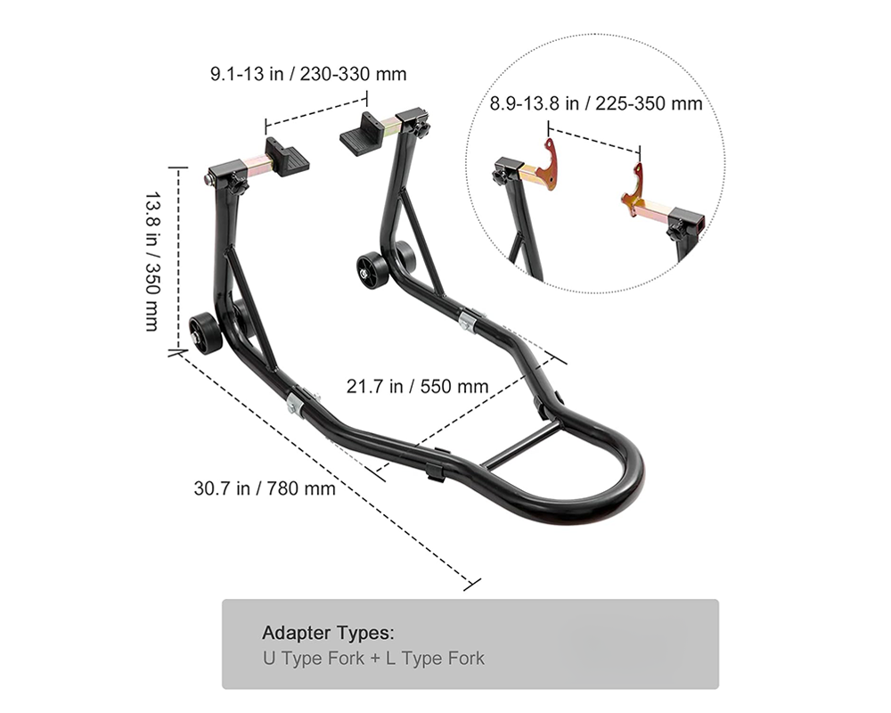 Universal motorcycle paddock stand