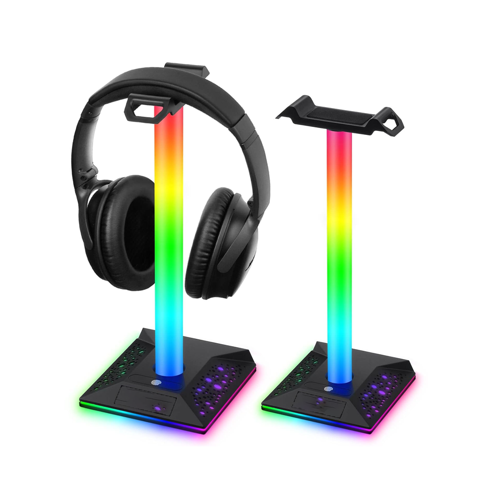 RGB gaming headphone stand on desk