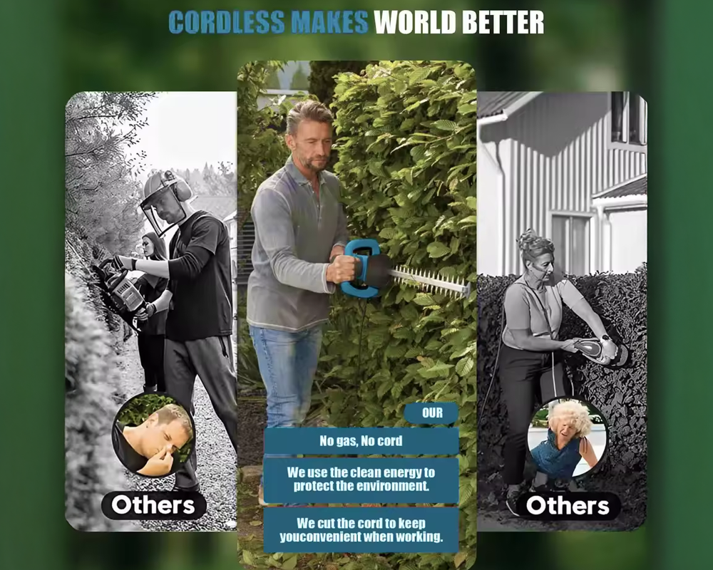 Electric hedge trimmer with charger