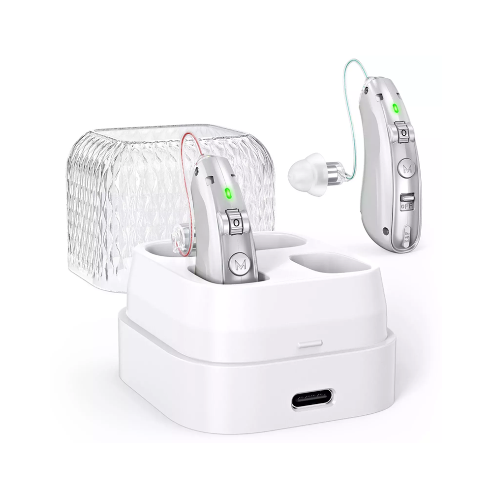 Silver rechargeable hearing aids