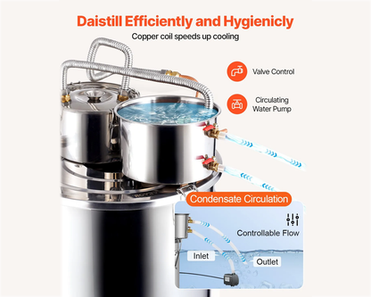 Alcohol Distiller Still Water Wine Spirits Brew Home 50L