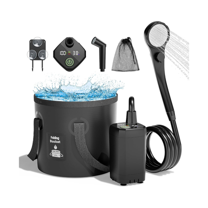 Portable Camping Shower Kit with Folding Bucket
