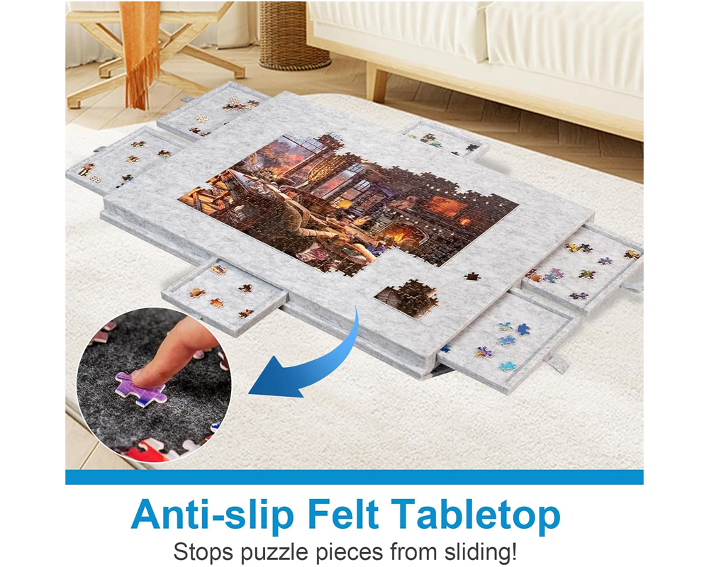 puzzle table with drawers