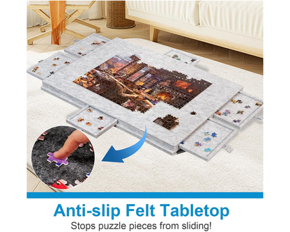 puzzle table with drawers