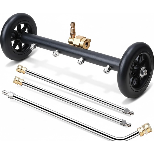 Power washer surface cleaner with nozzles